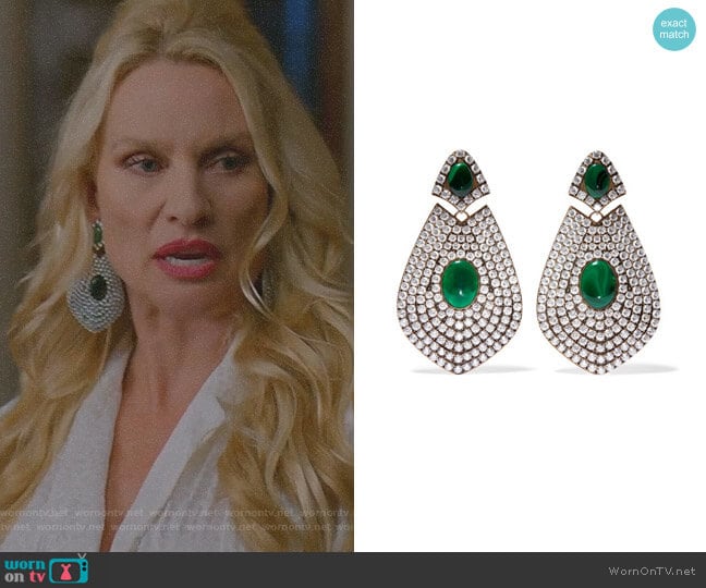 Balenciaga Gold-tone, Resin and Crystal Clip Earrings worn by Alexis Carrington (Elaine Hendrix) on Dynasty