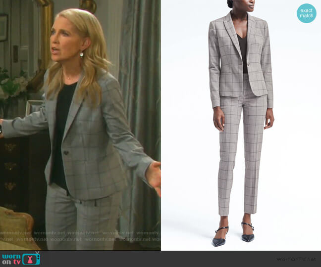 Banana Republic Windowpane Blazer worn by Jennifer Horton (Melissa Reeves) on Days of our Lives
