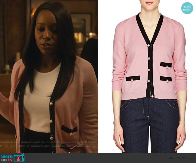 Barneys Embellished Knit Cashmere Cardigan worn by Michaela Pratt (Aja Naomi King) on How to Get Away with Murder