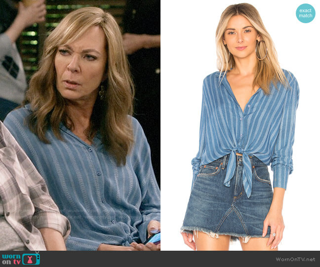 Bella Dahl Striped Tie Front Shirt worn by Bonnie Plunkett (Allison Janney) on Mom
