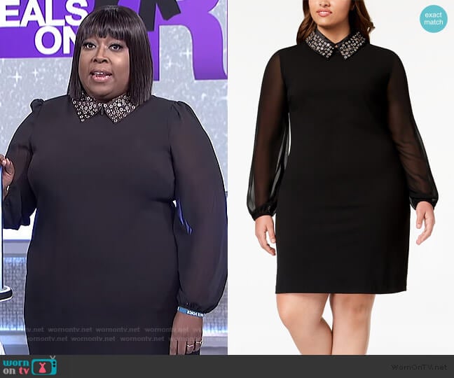 Betsey Johnson Plus Size Embellished Collar Dress worn by Loni Love on The Real