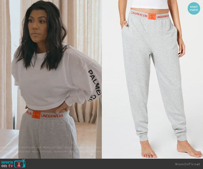 Calvin Klein Monogram Lounge Jogger Pants worn by Kourtney Kardashian on Keeping Up with the Kardashians