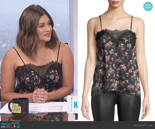Cami NYC The Sweetheart Floral Charmeuse Cami with Lace worn by Carissa Loethen Culiner on E! News