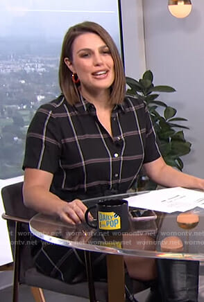 Carissa’s black checked shirtdress on E! News Daily Pop