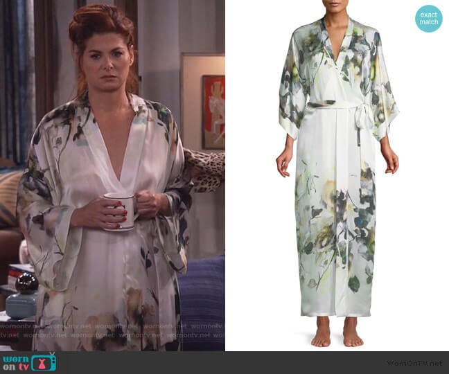 Christine Designs Limelight Long Silk Robe worn by Grace Adler (Debra Messing) on Will and Grace