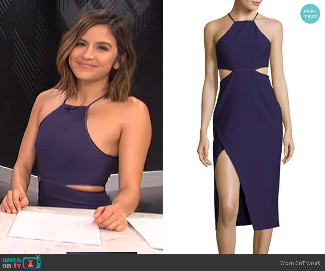 Cinq a Sept Solid Halter Cutout Dress worn by Erin Lim on E! News