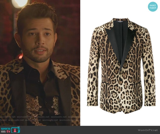 Doloce & Gabbana Leopard Print Blazer worn by Sam Flores (Rafael de la Fuente) on Dynasty