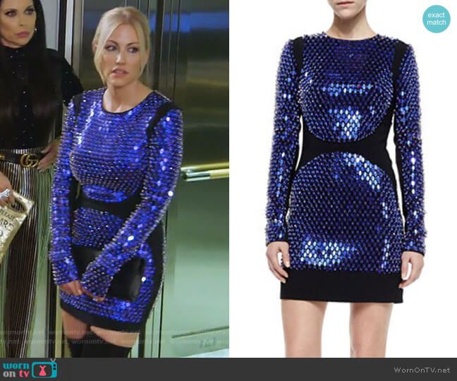 David Koma Embellished Long-Sleeve Mini Dress worn by Stephanie Hollman on The Real Housewives of Dallas