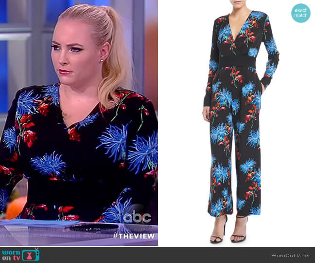 Diane von Furstenberg Belted floral-print crepe jumpsuit worn by Meghan McCain on The View