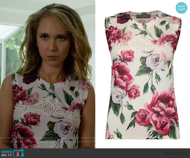 Dolce & Gabbana Rose Lace Top worn by Veronica Newell (Juno Temple) on Dirty John