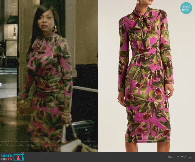 Dolce & Gabbana Fig-Print Silk-Georgette Midi Dress worn by Cookie Lyon (Taraji P. Henson) on Empire