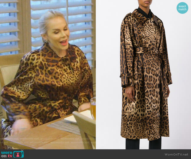 Dolce & Gabbana Leopard Print Trench Coat worn by Kameron Westcott on The Real Housewives of Dallas