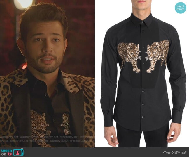 Doloce & Gabbana Leopard Button-Down Shirt worn by Sam Flores (Rafael de la Fuente) on Dynasty