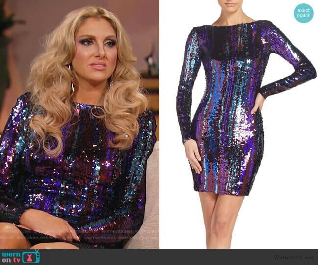 Dress the Population Lola Sequin Body-Con Dress worn by Gina Kirschenheiter on The Real Housewives of Orange County