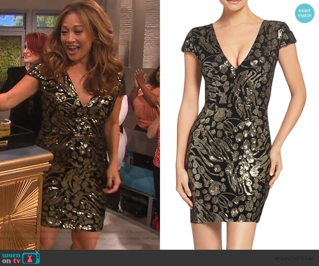 Dress the Population Zoe Sequined Mini Dress worn by Carrie Inaba on The Talk
