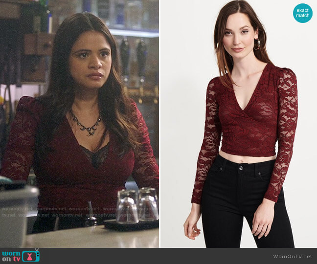 Dynamite Lace Wrap Crop Top worn by Mel Vera (Melonie Diaz) on Charmed