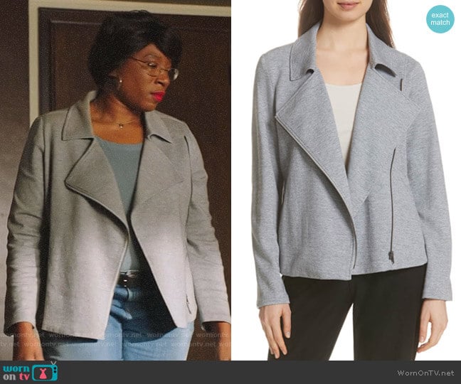 Eileen Fisher Organic Cotton Tweed Moto Jacket worn by Henrietta Wilson (Aisha Hinds) on 9-1-1