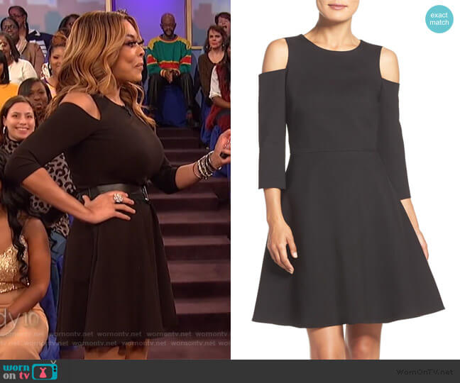 Eliza J Cold Shoulder Ponte Fit & Flare Dress worn by Wendy Williams on The Wendy Williams Show