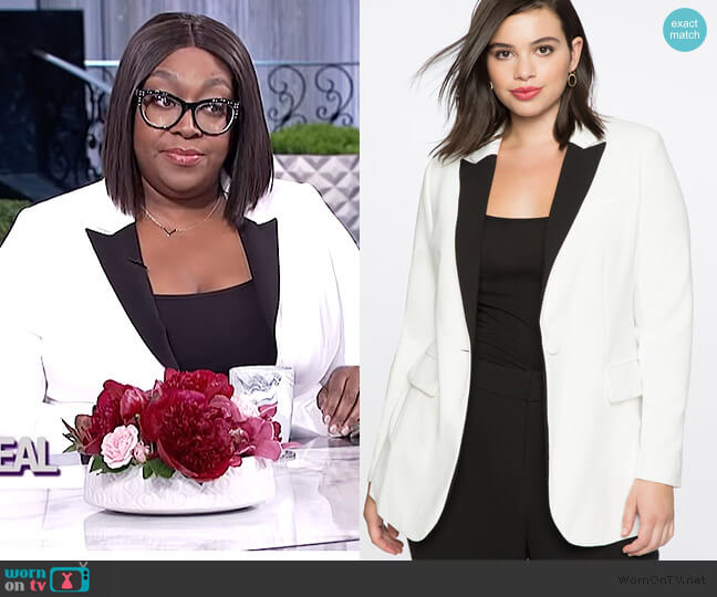 Eloquii Long Tuxedo Jacket worn by Loni Love on The Real