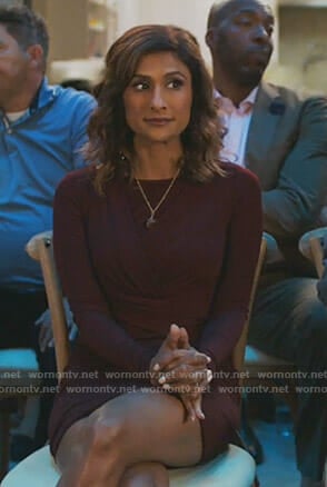 Emet’s brown gathered mini dress on I Feel Bad