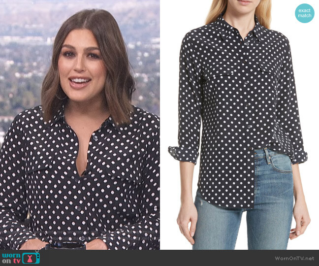 Equipment Slim Signature Polka Dot Silk Shirt worn by Carissa Loethen Culiner on E! News