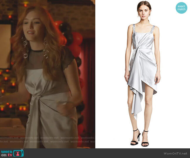 Fleur du Mal Asymmetrical Cascade Slip Dress worn by Kirby Anders (Maddison Brown) on Dynasty