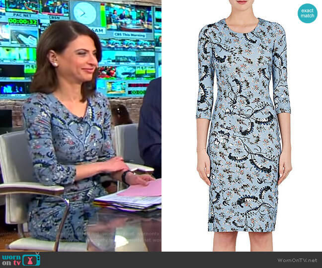 Erdem Floral-Print Jersey Dress worn by Bianna Golodryga on CBS Mornings