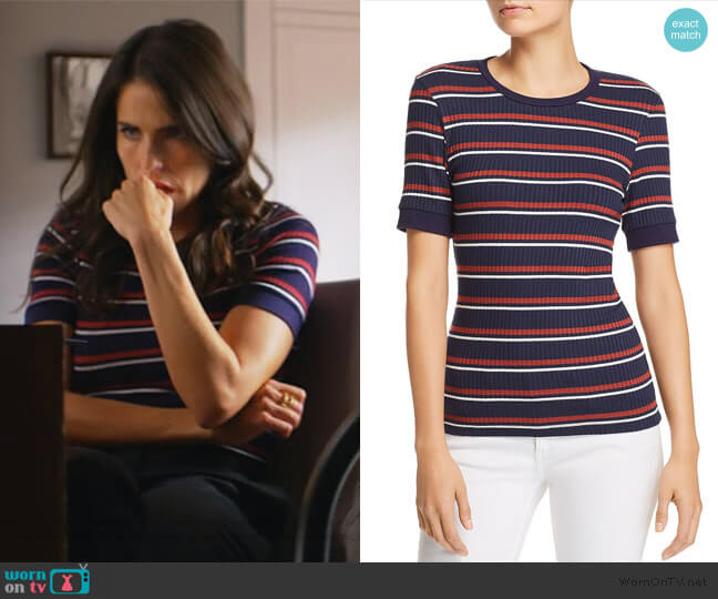 Frame 70s Striped Rib-Knit Tee worn by Laurel Castillo (Karla Souza) on How to Get Away with Murder