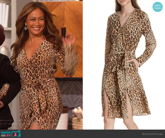 Frame Sgt. Pepper Leopard Print Silk Dress worn by Carrie Inaba on The Talk