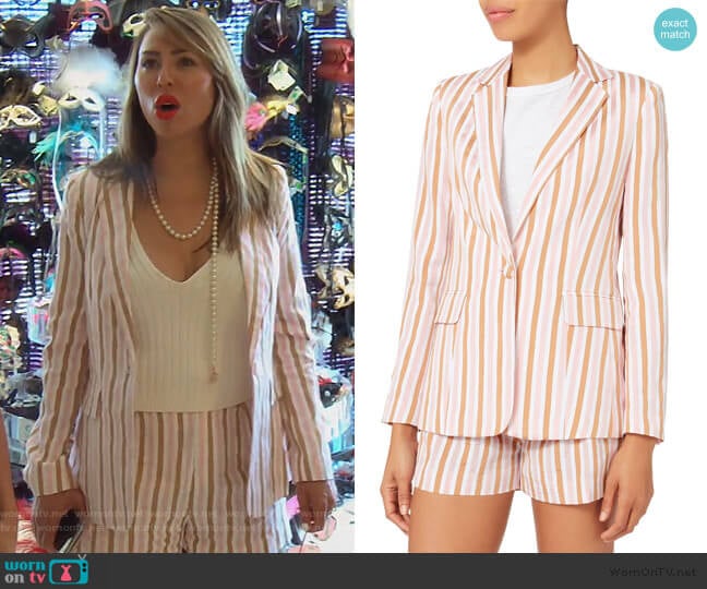 Frame Pink Striped Blazer worn by Kelly Dodd on The Real Housewives of Orange County