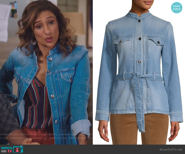 Frame Slender Denim Jacket worn by Emet Kamala-Sweetzer (Sarayu Blue) on I Feel Bad