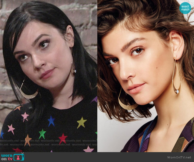Free People Rock Out Pendulum Hoops worn by Tessa Porter (Cait Fairbanks) on The Young and the Restless