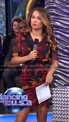 Ginger’s black floral ruched dress on Good Morning America