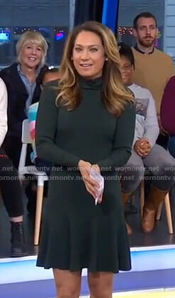 Ginger’s green turtleneck knitted dress on Good Morning America