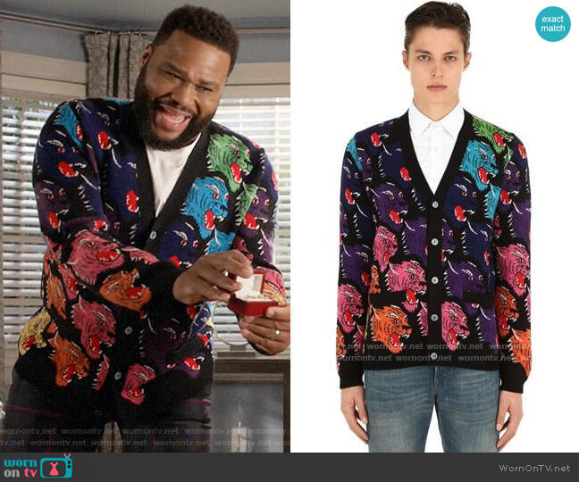 Gucci Angry Tiger Cardigan worn by Andre Johnson (Anthony Anderson) on Black-ish