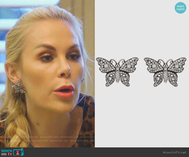 Gucci Crystal Studded Butterfly Earrings worn by Kameron Westcott on The Real Housewives of Dallas