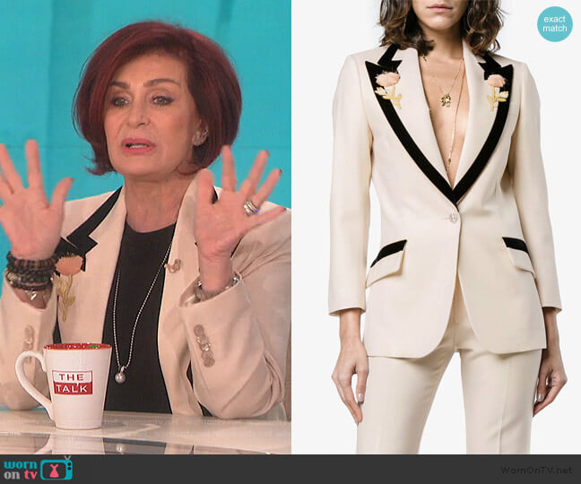 Gucci Floral-Embroidered Wool Jacket worn by Sharon Osbourne on The Talk