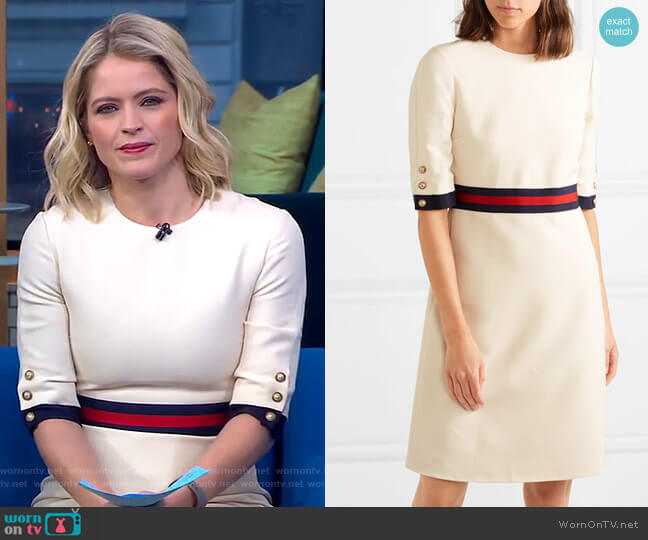 Gucci Grosgrain-Trimmed Mini Dress worn by Sara Haines on Good Morning America