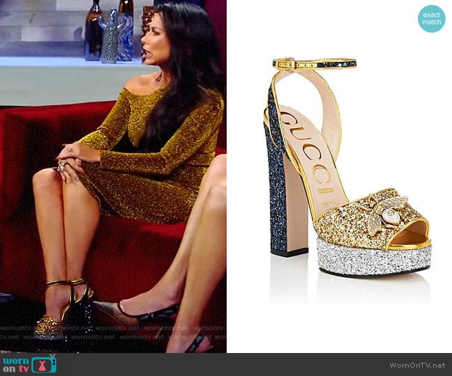 Gucci Soko Glitter Platform Sandals worn by LeeAnne Locken on The Real Housewives of Dallas