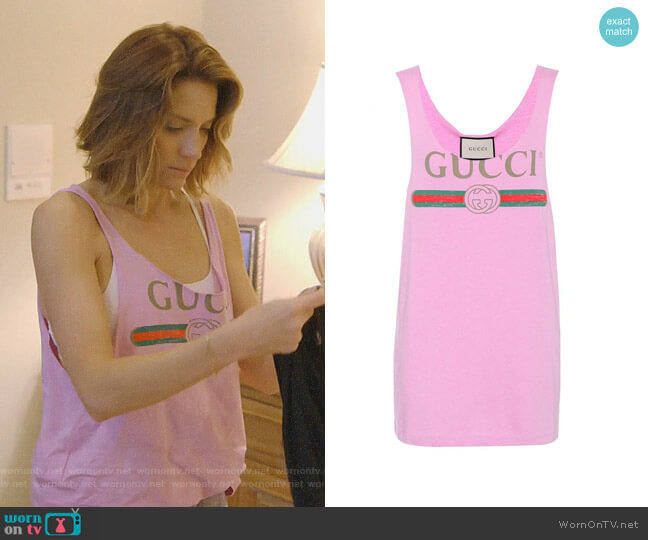 Gucci Vintage Logo Print Tank Top worn by Cary Deuber on The Real Housewives of Dallas