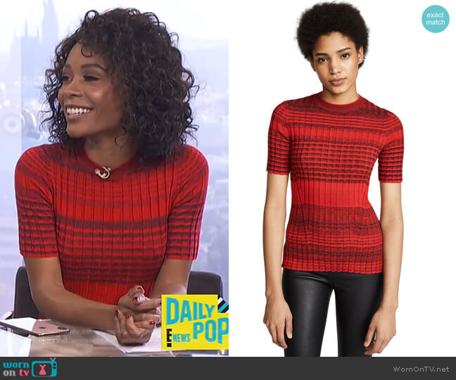 Helmut Lang Stripe Crew Neck Sweater worn by Zuri Hall on E! News