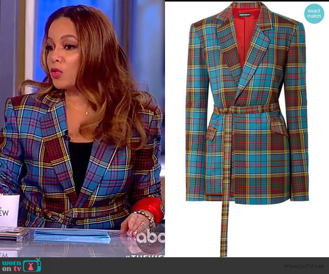 House of Holland Oversized tartan wool blazer worn by Sunny Hostin on The View