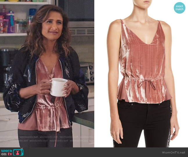 J Brand Lucy Camisole worn by Emet Kamala-Sweetzer (Sarayu Blue) on I Feel Bad