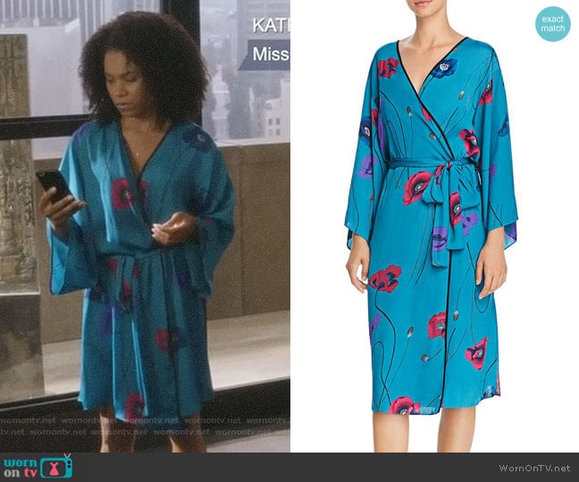 Josie Freestyle Printed Satin Long Robe worn by Maggie Pierce (Kelly McCreary) on Greys Anatomy