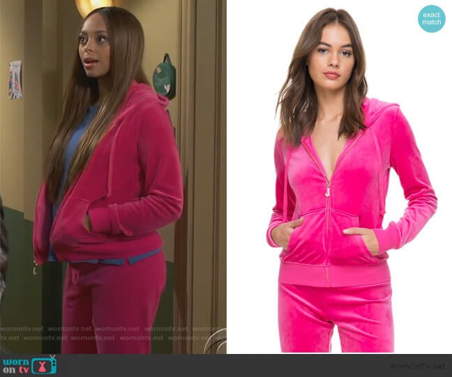 Juicy Couture Ultra Luxe Velour Robertson Jacket worn by Claire (Amber Stevens West) on Happy Together