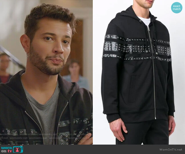 Just Cavalli Eyelet Panelled Zipped Hoodie worn by Sam Flores (Rafael de la Fuente) on Dynasty
