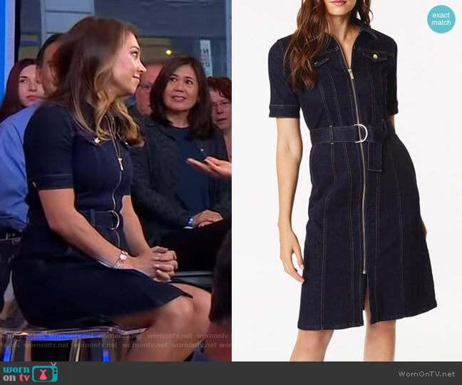 Karen Millen Belted Denim Dress worn by Ginger Zee on Good Morning America