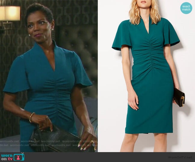 Karen Millen V-Neck Pencil Dress worn by Valerie Grant (Vanessa Williams) on Days of our Lives