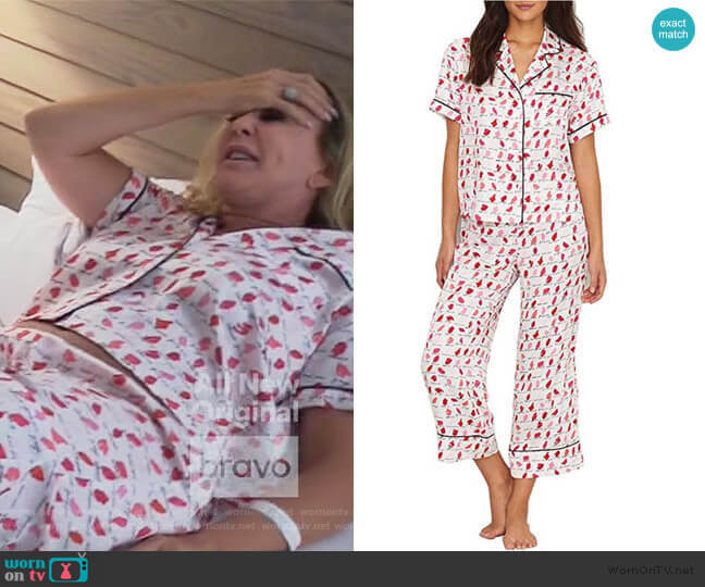 Kate Spade New York Lipsticks Charmeuse Cropped PJ Set worn by Vicki Gunvalson on The Real Housewives of Orange County