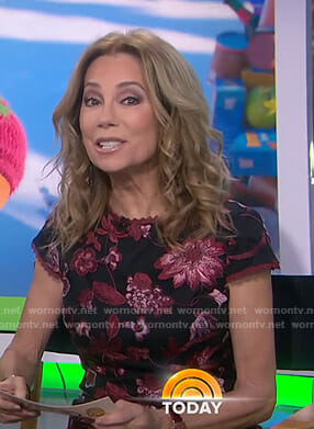 Kathie’s black floral embroidered dress on Today